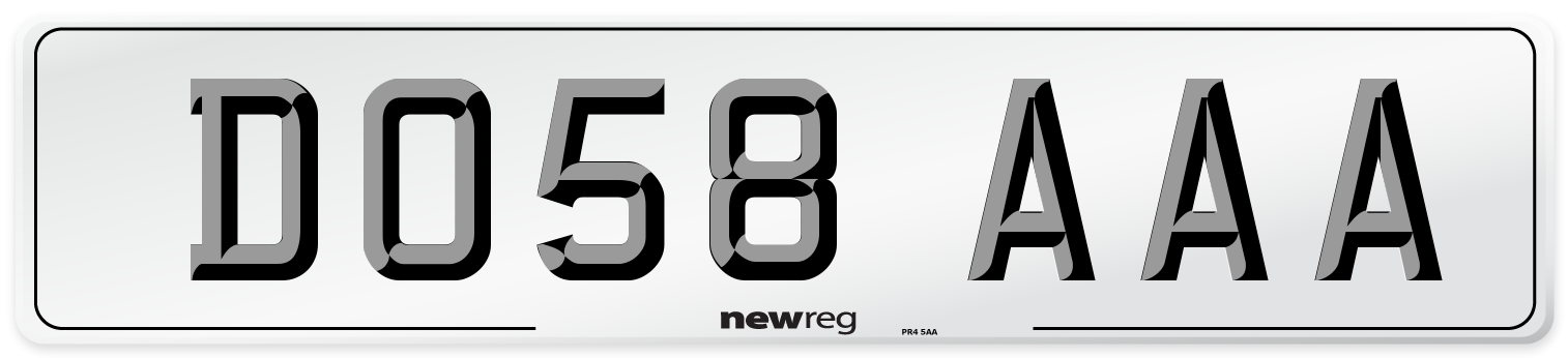 DO58 AAA Number Plate from New Reg